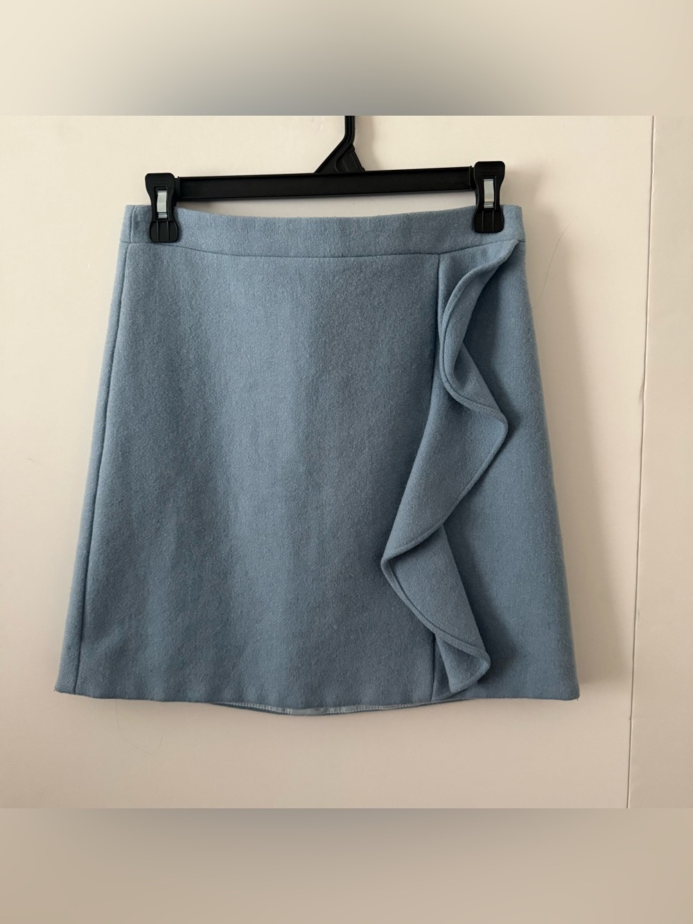 J.Crew Mercantile Light Blue Ruffle Wool-Blend Mini Skirt